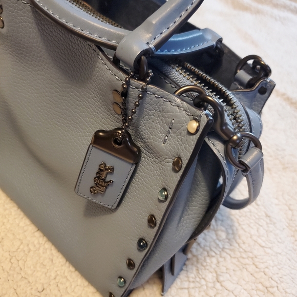 BEAUTIFUL NWT'S COACH ROUGE 25 with RIVETS SHOULDER & HANDBAG Slate Blue SOLDOUT - Picture 9 of 11